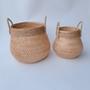 Set of 3 Bamboo Baskets Natural Handcrafted Bamboo Gifts Basket With Handles