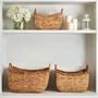 Set of 3 Home Storage Organizer Stackable Water Hyacinth Basket Set with Handles