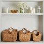Set of 3 Home Storage Organizer Stackable Water Hyacinth Basket Set with Handles
