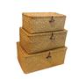 Set of 3 Medium Woven Wicker Storage Bins With Lid Natural Seagrass Storage Baskets