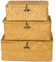 Set of 3 Medium Woven Wicker Storage Bins With Lid Natural Seagrass Storage Baskets