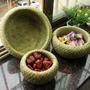 Set of 3 Natural Green Bamboo Basket For Kitchen Storage And Home Decor