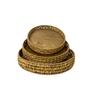 Set of 3 Round Water Hyacinth Grass Wood Feet Tray Basket For Home Decoration Or Storage