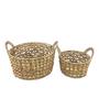Set of 3 Water Hyacinth Braid Craft Basket Handwoven Wicker Storage Basket For Bedroom Storage