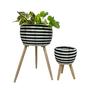 Set of 3 Wicker Planter Poly Rattan Basket With Waterproof Plastic Lining For Outdoor Flowers Planting