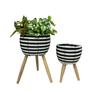 Set of 3 Wicker Planter Poly Rattan Basket With Waterproof Plastic Lining For Outdoor Flowers Planting