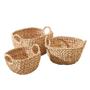 Set of 3 Woven Water Hyacinth Stackable Basket With Handles Nesting Storage Baskets