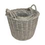 Set of 4 Environmentally Friendly Grey Rattan Round Wicker Log Baskets