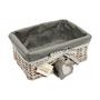 Small Grey Wicker Rectangular Storage Gift Hamper Basket With Removable Lining