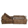 Set of 3 Square Water Hyacinth Trays Woven Wicker Basket For Storage & Organizers