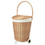 Minimalism Rattan Laundry Basket On Wheels with Liners and Lid Storage Basket For Washing Room