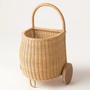 Versatile Rattan Standing With Arched Handle Rustic Charm Rattan Storage Wagon For Kids