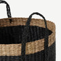 Black Large Wicker Seagrass Storage Basket Woven Basket For Home Storage And Organization