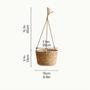 Vintage Foldable Hanging Flower Basket For Plant Pastoral Style Woven Straw Flower Basket