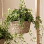 Vintage Foldable Hanging Flower Basket For Plant Pastoral Style Woven Straw Flower Basket