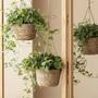 Vintage Foldable Hanging Flower Basket For Plant Pastoral Style Woven Straw Flower Basket