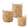 Woven Zigzag Water Hyacinth Basket Laundry Basket For Home Plant Pots Decorative Basket For Garden