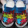 Autism Awareness Day Autism Puzzle Usa Flag Iron Style Crocband Clog Shoes