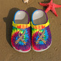 Autism Awareness Ribbon Tie Dye Color Clogband Clog Shoes