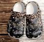 Black Cat Leopard Leather Funny Shoes Gift Women Mother Day- Cat Mom Shoes Croc Clogs Customize