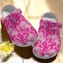 Breast Cancer Awareness Pink Ribbon Pattern Crocband Clog Shoes