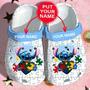 Custom Name Autism Awareness Day Stitch Puzzle Pieces Crocband Clog Shoes