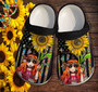 Hippie Daughter Gifts Sunflower Hippie Girl Clog Shoes Customize - America Flag Hippie Sunflower Shoes Clog Clogs