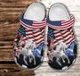 Horses America Flag Croc Shoes Gift Men Women- Horses White Blue Red 4Th Of July Shoes Croc Clogs