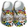 Soccor Mom Rainbow Croc Shoes Leopar Style - Football Mom Leopard Shoes Gift Women Grandma
