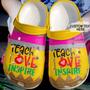 Teacher Personalized Name Peace Love Teach Crocband Clog Shoes For Men Women