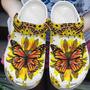Pretty Sunflower Butterfly Croc Shoes For Mother Day - Sunflower Breast Cancer Awareness Shoes Crocbland Clog Gifts For Daughter