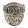 Set of 3 Thick Braid Durability Wicker Baskets Hand-Woven Round Resin Basket Set