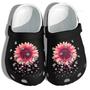Sunflower Breast Cancer Awareness Merch Shoes - Butterfly Pink Cancer Gift For Lover Rubber Clog Shoes Comfy Footwear