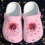 Sunflower Breast Cancer Awareness Merchrubber Clog Shoes Comfy Footwear