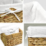 Set of 6 Small Natural Woven Water Hyacinth Wicker Storage Nest Baskets with Liner for Kids Baby Nursery Room Decor