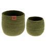 Set of 2 Dark Olive Woven Jute Planter Pot for Rustic and Farmhouse Decor