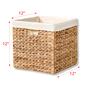 Set of 4 12" Foldable Hyacinth Storage Basket with Iron Wire Frame and Removable Liner