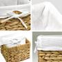 Set of 6 Small Natural Woven Water Hyacinth Wicker Storage Nest Baskets with Liner for Kids Baby Nursery Room Decor