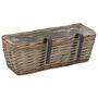 Rectangular Wicker Balcony Planters with PE Lining Rustic Brown Garden and Patio Flower Pots Set of 2