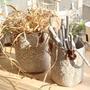 Rural Style Storage Of Natural Straw Woven Flower Pots with Handles