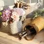 Rural Style Storage Of Natural Straw Woven Flower Pots with Handles