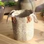 Rural Style Storage Of Natural Straw Woven Flower Pots with Handles