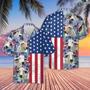 Brahman Cattle Flower Pattern US Flag Hawaiian Shirt, Farm Hawaiian Shirt, Farmer Hawaii