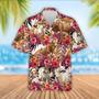 Brahman Cattle Red Hibicus Flowers Hawaiian Shirt, Farm Hawaiian Shirt, Farmer Hawaii