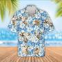 Charolais Cattle Blue Flower Pattern Hawaiian Shirt, Farm Hawaiian Shirt, Farmer Hawaii