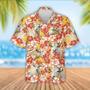 Charolais Cattle Orange Flower Pattern Hawaiian Shirt, Farm Hawaiian Shirt, Farmer Hawaii