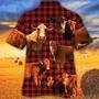 Cow Red Tartan Pattern All Over Printed Hawaiian Shirt, Farm Hawaiian Shirt, Farmer Hawaii