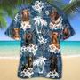 Dachshund 1 Hawaiian Tropical Plants Pattern Blue And White All Over Printed Hawaiian Shirt, Farm Hawaiian Shirt, Farmer Hawaii