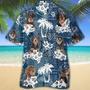 Dachshund 2 Hawaiian Tropical Plants Pattern Blue And White All Over Printed Hawaiian Shirt, Farm Hawaiian Shirt, Farmer Hawaii