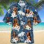 Dachshund 3 Hawaiian Tropical Plants Pattern Blue And White All Over Printed Hawaiian Shirt, Farm Hawaiian Shirt, Farmer Hawaii